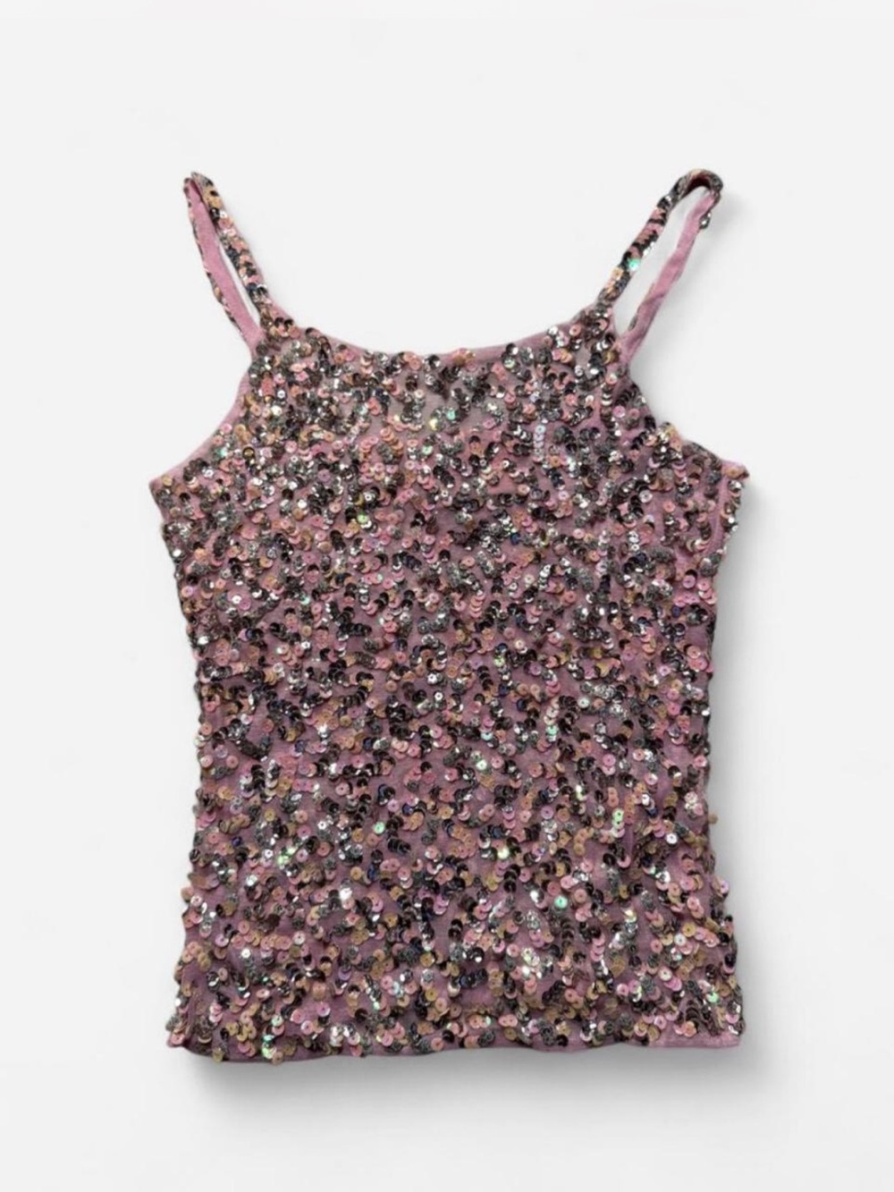 Deadstock Pink Sequin Mesh Cami